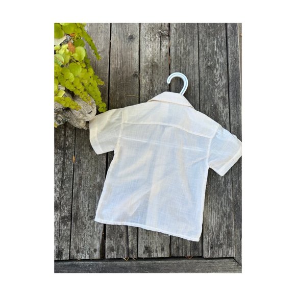 Cucci Bebe Gauze Button Up Shirt 100% Cotton Beige Sheer Sz 12 Months - Picture 4 of 4